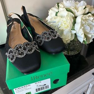 1” black and silver sequin heels